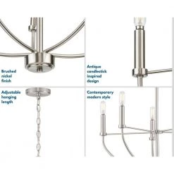 Leyden 5-Light Brushed Nickel Farmhouse Chandelier Light by Progress Lighting 22 Leyden 5-Light Brushed Nickel Farmhouse Chandelier Light by Progress Lighting -Progress Lighting Shop brushed nickel progress lighting chandeliers p400202 009 fa 1000