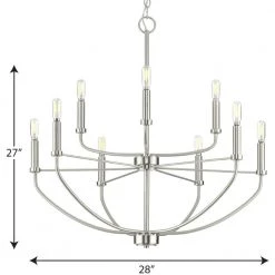Leyden Collection 9-Light Brushed Nickel Farmhouse Chandelier Light by Progress Lighting -Progress Lighting Shop brushed nickel progress lighting chandeliers p400228 009 1f 1000