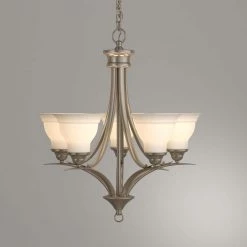 Trinity Collection 5-Light Brushed Nickel Etched Glass Traditional Chandelier Light by Progress Lighting -Progress Lighting Shop brushed nickel progress lighting chandeliers p4328 09 a0 1000