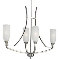Wisten Collection 4-Light Brushed Nickel Etched Glass Modern Chandelier Light by Progress Lighting