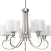 Invite Collection 5-Light Brushed Nickel White Silk Mylar Shade New Traditional Chandelier Light by Progress Lighting -Progress Lighting Shop brushed nickel progress lighting chandeliers p4696 09 64 1000