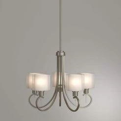 Invite Collection 5-Light Brushed Nickel White Silk Mylar Shade New Traditional Chandelier Light by Progress Lighting -Progress Lighting Shop brushed nickel progress lighting chandeliers p4696 09 a0 1000