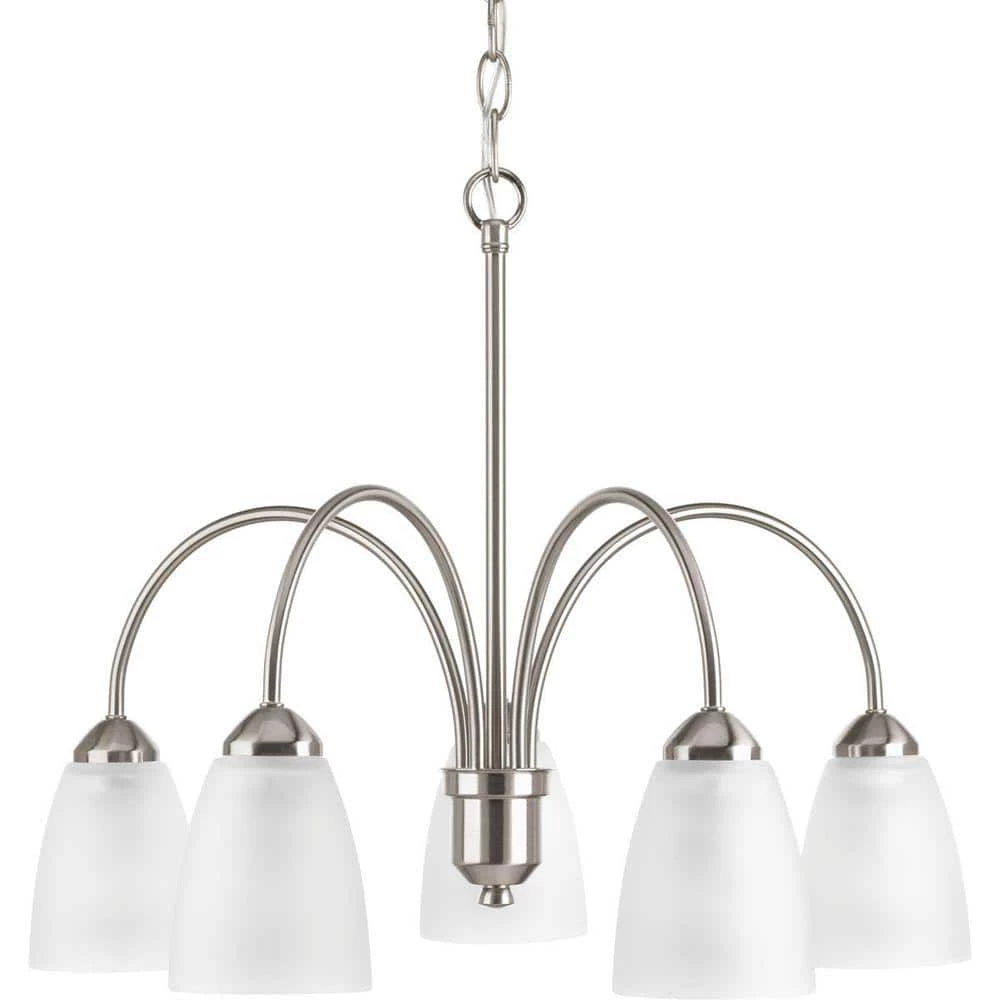 Gather Collection 5-Light Brushed Nickel Etched Glass Traditional Chandelier Light by Progress Lighting 3 Gather Collection 5-Light Brushed Nickel Etched Glass Traditional Chandelier Light by Progress Lighting