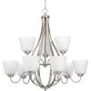 Arden Collection 9-Light Brushed Nickel Etched Glass Farmhouse Chandelier Light by Progress Lighting 2 Arden Collection 9-Light Brushed Nickel Etched Glass Farmhouse Chandelier Light by Progress Lighting -Progress Lighting Shop brushed nickel progress lighting chandeliers p4747 09 64 1000