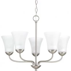 Classic Collection 5-Light Brushed Nickel Etched Glass Traditional Chandelier Light by Progress Lighting