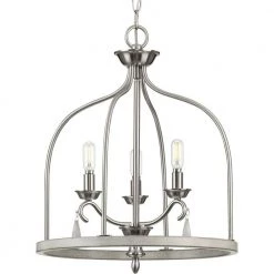 Vinings Collection 3-Light Brushed Nickel Coastal Foyer Pendant Light by Progress Lighting
