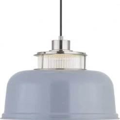 Brant Point 1-Light Brushed Nickel Pendant with Matte Gray Metal Shade by Progress Lighting