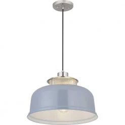 Brant Point 1-Light Brushed Nickel Pendant with Matte Gray Metal Shade by Progress Lighting -Progress Lighting Shop brushed nickel progress lighting chandeliers p500347 009 fa 1000