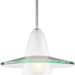 12 in. 1-Light Brushed Nickel Mini Pendant with Clear And Etched Glass by Progress Lighting
