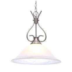 1-Light Brushed Nickel Pendant with Alabaster Glass by Progress Lighting