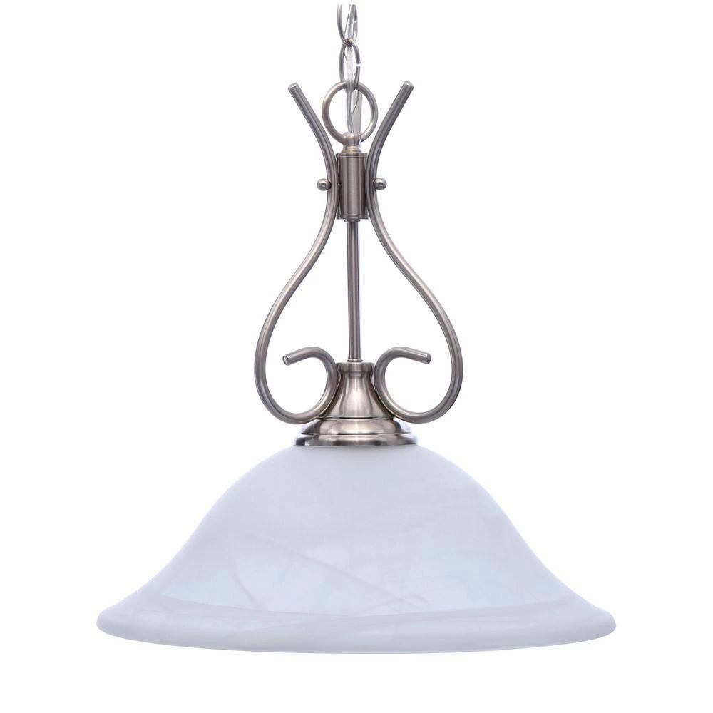 1-Light Brushed Nickel Pendant with Alabaster Glass by Progress Lighting 4 1-Light Brushed Nickel Pendant with Alabaster Glass by Progress Lighting - Image 2