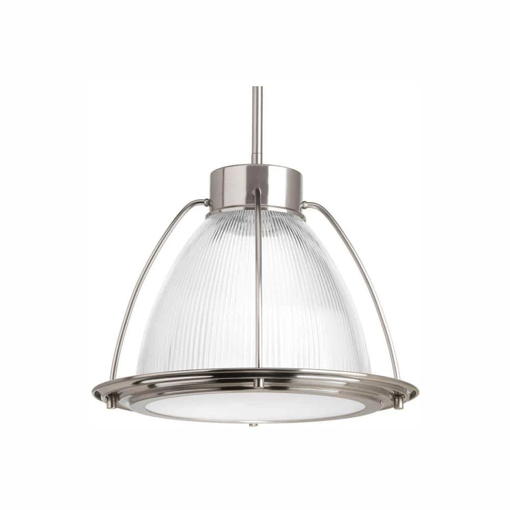 1-Light Brushed Nickel LED Pendant with Clear Prismatic Glass Shade by Progress Lighting 3 1-Light Brushed Nickel LED Pendant with Clear Prismatic Glass Shade by Progress Lighting