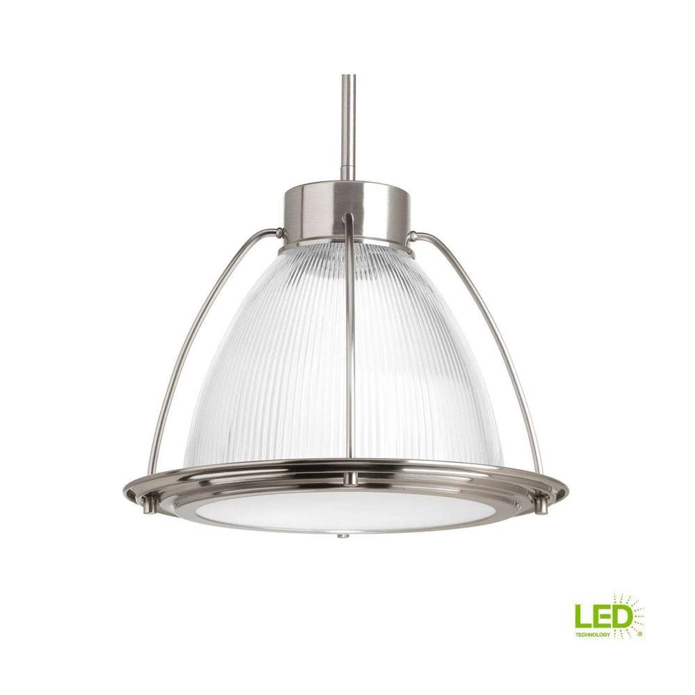 1-Light Brushed Nickel LED Pendant with Clear Prismatic Glass Shade by Progress Lighting 6 1-Light Brushed Nickel LED Pendant with Clear Prismatic Glass Shade by Progress Lighting - Image 4