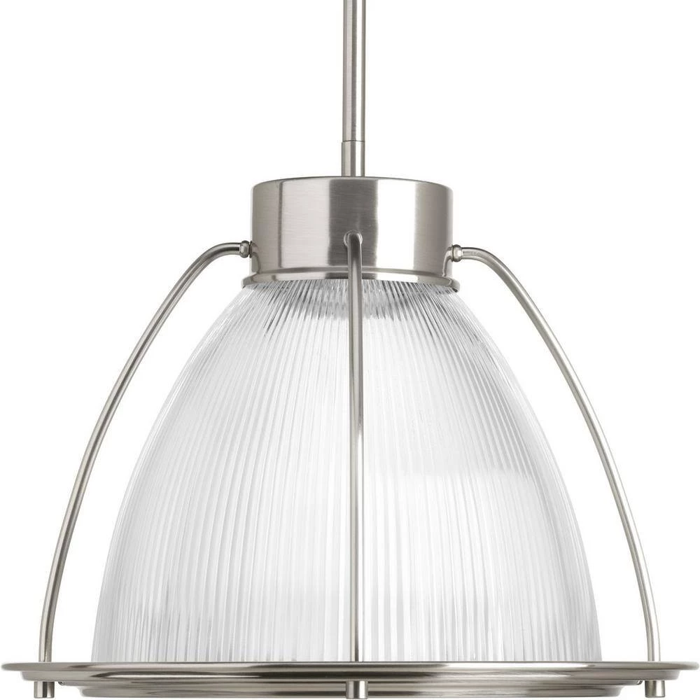 1-Light Brushed Nickel LED Pendant with Clear Prismatic Glass Shade by Progress Lighting 4 1-Light Brushed Nickel LED Pendant with Clear Prismatic Glass Shade by Progress Lighting - Image 2