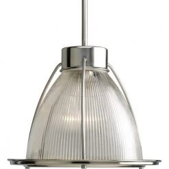 1-Light Brushed Nickel Pendant with Clear Prismatic Glass by Progress Lighting