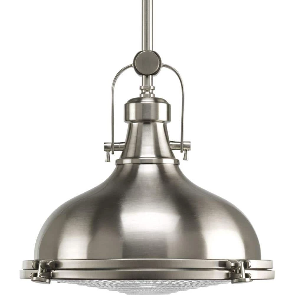 Fresnel Lens Collection 12 in. 1-Light Brushed Nickel Fresnel Glass Coastal Pendant Kitchen Light by Progress Lighting 3 Fresnel Lens Collection 12 in. 1-Light Brushed Nickel Fresnel Glass Coastal Pendant Kitchen Light by Progress Lighting