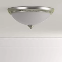 Pavilion Collection 15 in. 2-Light Brushed Nickel Hallway Flush Mount with Etched Watermark Glass by Progress Lighting -Progress Lighting Shop brushed nickel progress lighting flush mount lights p3479 09 77 1000