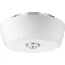 Leap Collection 2-Light Brushed Nickel Flush Mount with Etched Opal Glass Shade by Progress Lighting