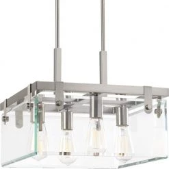 Glayse Collection 4-Light Brushed Nickel Semi-Flush Mount by Progress Lighting -Progress Lighting Shop brushed nickel progress lighting flush mount lights p350090 009 40 1000