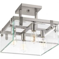 Glayse Collection 4-Light Brushed Nickel Semi-Flush Mount by Progress Lighting