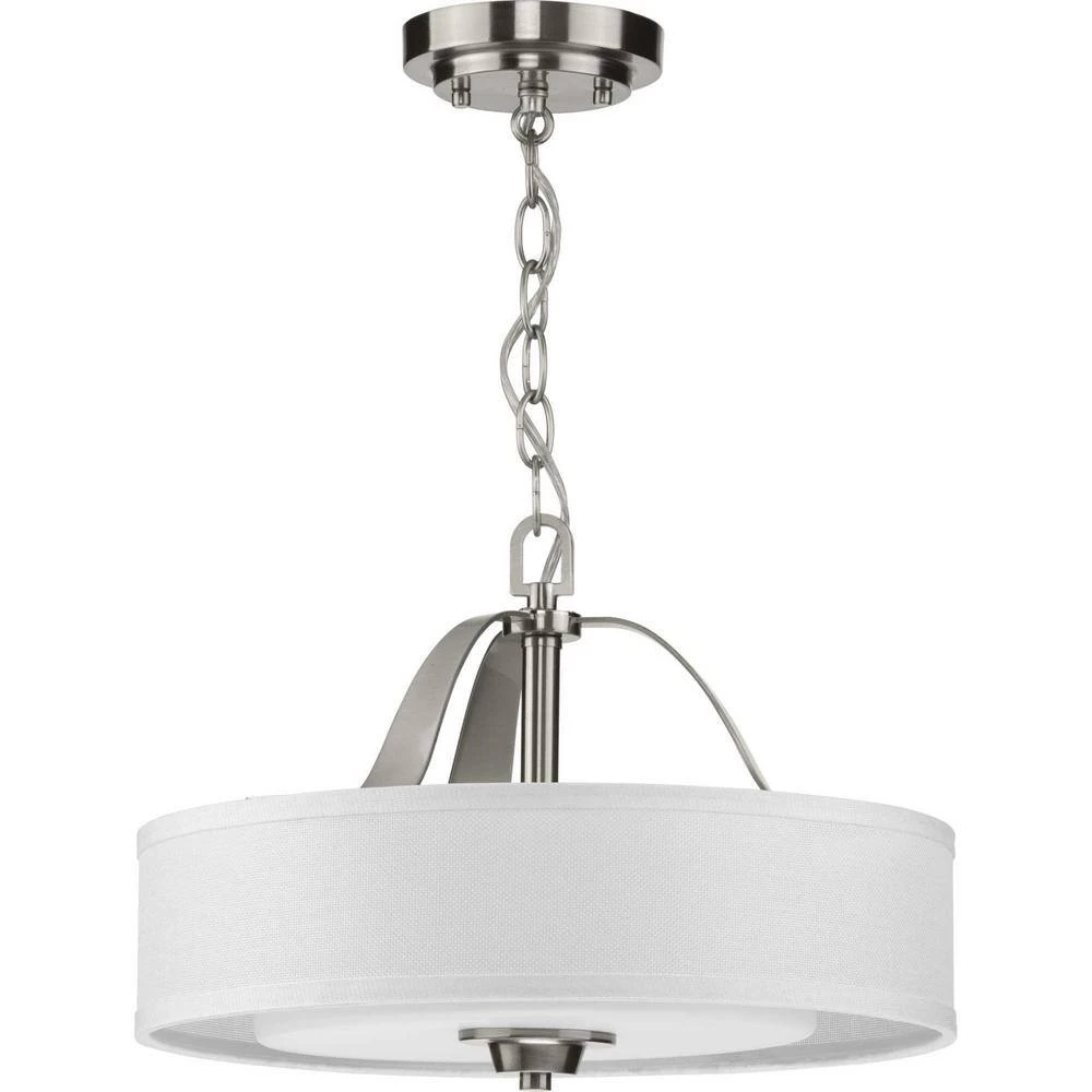 Kene 16 in. Brushed Nickel 2-Light Semi-Flush Mount Convertible by Progress Lighting 5 Kene 16 in. Brushed Nickel 2-Light Semi-Flush Mount Convertible by Progress Lighting - Image 3