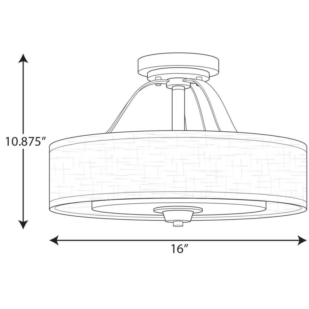 Kene 16 in. Brushed Nickel 2-Light Semi-Flush Mount Convertible by Progress Lighting 7 Kene 16 in. Brushed Nickel 2-Light Semi-Flush Mount Convertible by Progress Lighting - Image 5