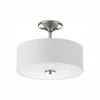 Inspire Collection 13 in. Brushed Nickel LED Bedroom Semi-Flush Ceiling Mount with White Linen Shade by Progress Lighting -Progress Lighting Shop brushed nickel progress lighting flush mount lights p350127 009 30di 64 1000