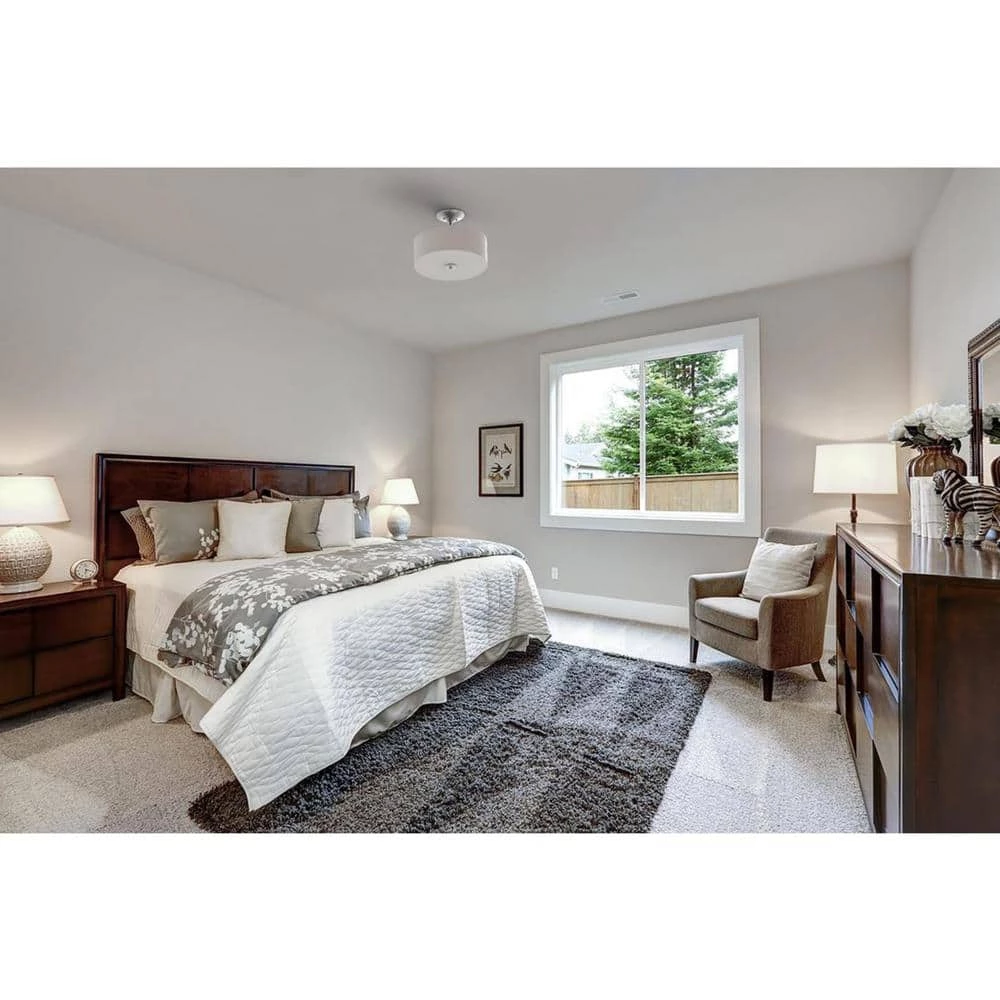 Inspire Collection 13 in. Brushed Nickel LED Bedroom Semi-Flush Ceiling Mount with White Linen Shade by Progress Lighting 8 Inspire Collection 13 in. Brushed Nickel LED Bedroom Semi-Flush Ceiling Mount with White Linen Shade by Progress Lighting - Image 6