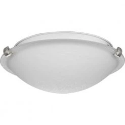 Linen Dome 12.25 in. 2-Light for Brushed Nickel with Etched Linen Transitional Flush Mount Light for Bedroom by Progress Lighting