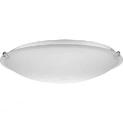 Linen Dome 20 in. 3-Light for Brushed Nickel with Etched Linen Transitional Flush Mount Light for Bedroom by Progress Lighting