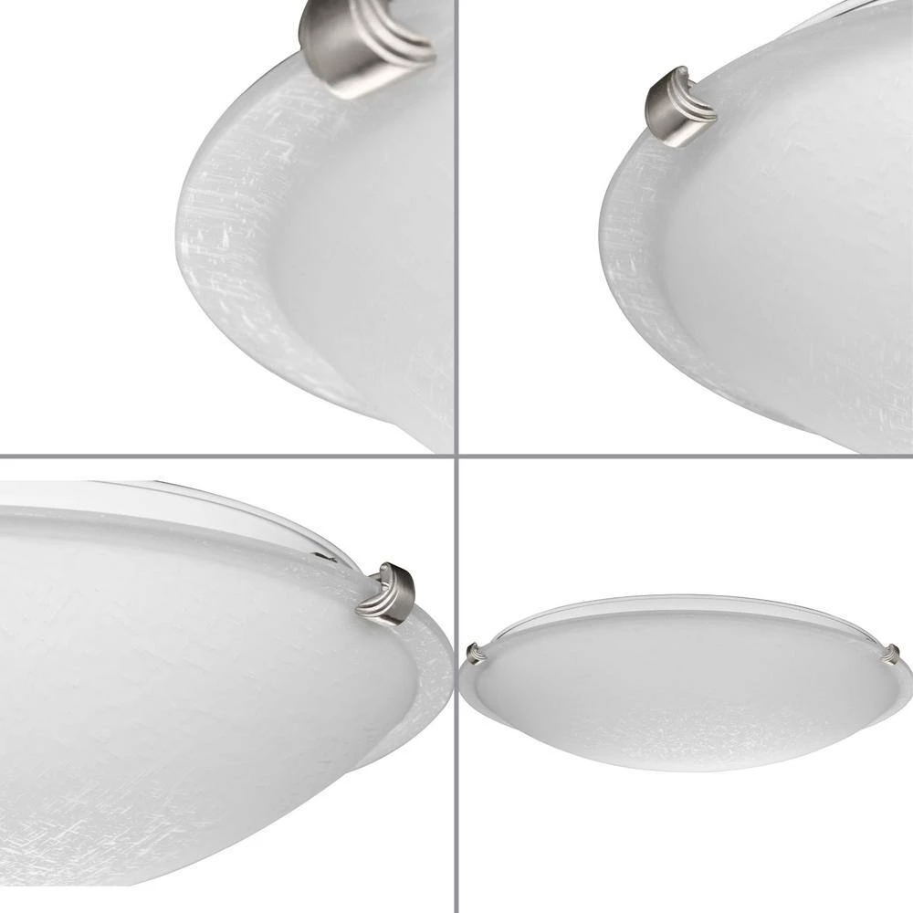 Linen Dome 20 in. 3-Light for Brushed Nickel with Etched Linen Transitional Flush Mount Light for Bedroom by Progress Lighting 4 Linen Dome 20 in. 3-Light for Brushed Nickel with Etched Linen Transitional Flush Mount Light for Bedroom by Progress Lighting - Image 2