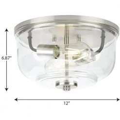 Rushton 2-Light Brushed Nickel Clear Glass Industrial Flush Mount Ceiling Light by Progress Lighting -Progress Lighting Shop brushed nickel progress lighting flush mount lights p350205 009 44 1000