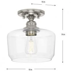Aiken Collection 1-Light Brushed Nickel Clear Glass Farmhouse Flush Mount Light by Progress Lighting 15 Aiken Collection 1-Light Brushed Nickel Clear Glass Farmhouse Flush Mount Light by Progress Lighting -Progress Lighting Shop brushed nickel progress lighting flush mount lights p350214 009 44 1000