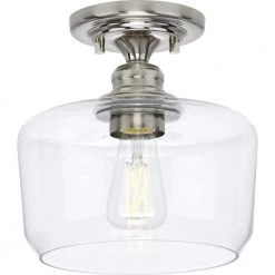 Aiken Collection 1-Light Brushed Nickel Clear Glass Farmhouse Flush Mount Light by Progress Lighting 17 Aiken Collection 1-Light Brushed Nickel Clear Glass Farmhouse Flush Mount Light by Progress Lighting -Progress Lighting Shop brushed nickel progress lighting flush mount lights p350214 009 76 1000