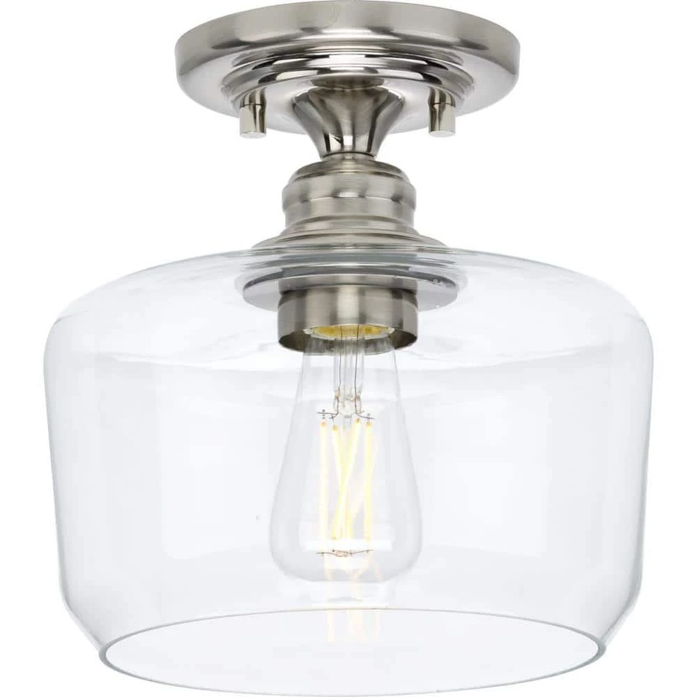 Aiken Collection 1-Light Brushed Nickel Clear Glass Farmhouse Flush Mount Light by Progress Lighting 10 Aiken Collection 1-Light Brushed Nickel Clear Glass Farmhouse Flush Mount Light by Progress Lighting - Image 8