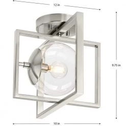 Atwell 10 in. 1-Light Brushed Nickel Semi-Flush Mount with Clear Glass Shade by Progress Lighting -Progress Lighting Shop brushed nickel progress lighting flush mount lights p350218 009 fa 1000