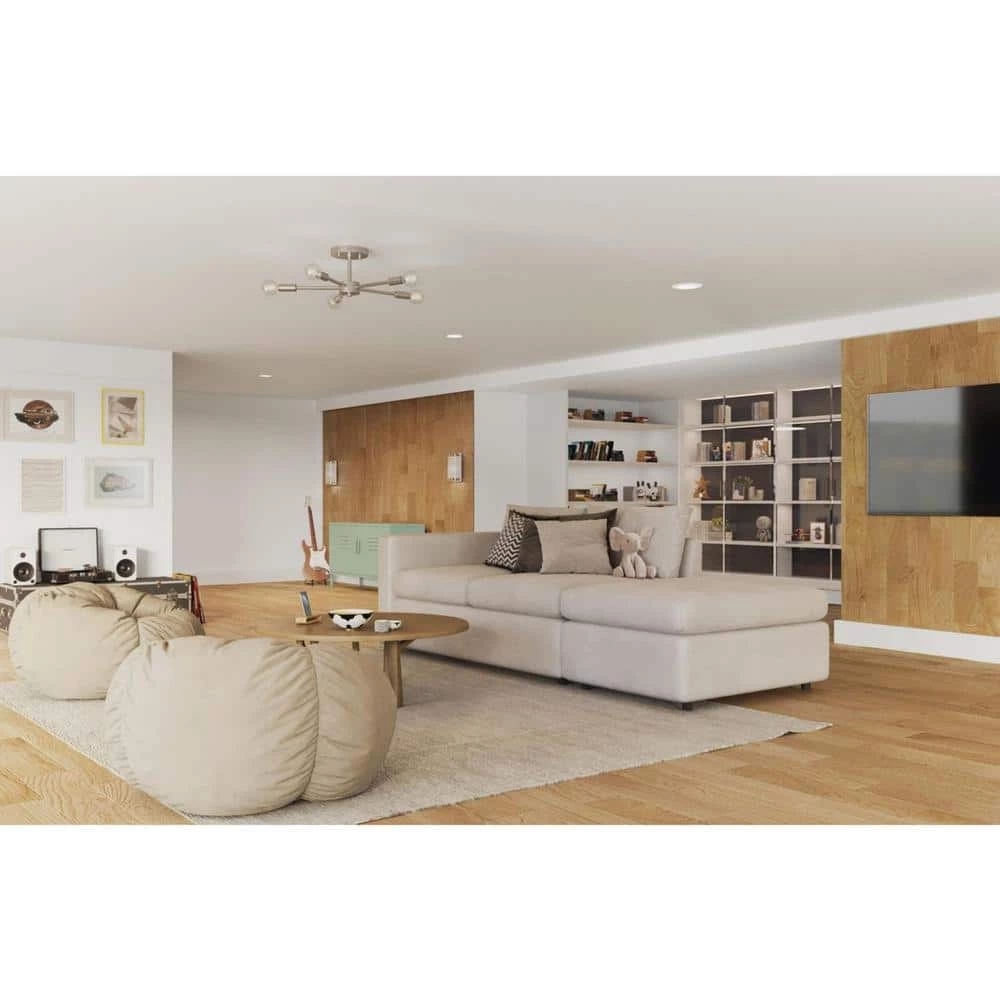 Delayne 16 in. 5-Light Brushed Nickel Semi-Flush Mount Light with Etched Glass Shades for Bedroom or Hallway by Progress Lighting 6 Delayne 16 in. 5-Light Brushed Nickel Semi-Flush Mount Light with Etched Glass Shades for Bedroom or Hallway by Progress Lighting - Image 4