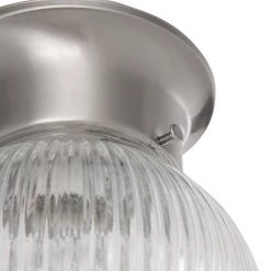 1-Light Brushed Nickel Flushmount with Clear Ribbed Glass Globe by Progress Lighting -Progress Lighting Shop brushed nickel progress lighting flush mount lights p3599 09 1d 1000