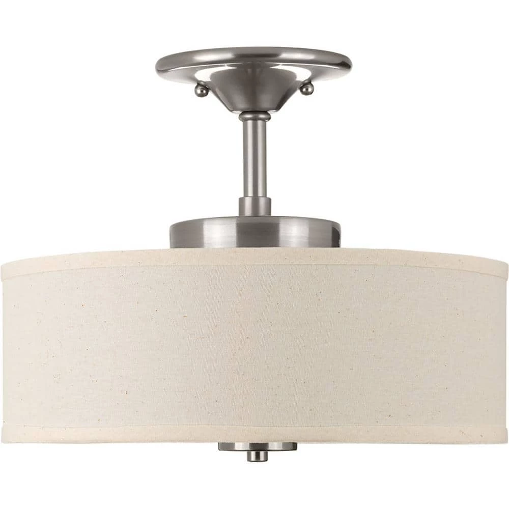 Inspire Collection 17-Watt Brushed Nickel Integrated LED Transitional Bedroom Ceiling Light Drum Semi-Flush Mount by Progress Lighting 3 Inspire Collection 17-Watt Brushed Nickel Integrated LED Transitional Bedroom Ceiling Light Drum Semi-Flush Mount by Progress Lighting