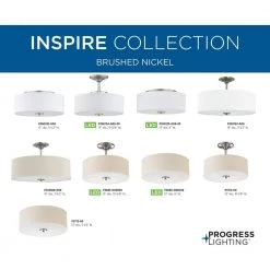 Inspire Collection 17-Watt Brushed Nickel Integrated LED Transitional Bedroom Ceiling Light Drum Semi-Flush Mount by Progress Lighting 10 Inspire Collection 17-Watt Brushed Nickel Integrated LED Transitional Bedroom Ceiling Light Drum Semi-Flush Mount by Progress Lighting -Progress Lighting Shop brushed nickel progress lighting flush mount lights p3683 0930k9 66 1000