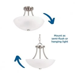 Gather Collection 12.5 in. 2-Light Brushed Nickel Semi-Flush Mount by Progress Lighting -Progress Lighting Shop brushed nickel progress lighting flush mount lights p3748 09 fa 1000