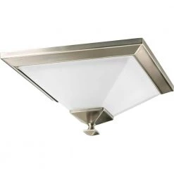 North Park 1-Light Brushed Nickel Flush Mount with Etched Glass by Progress Lighting