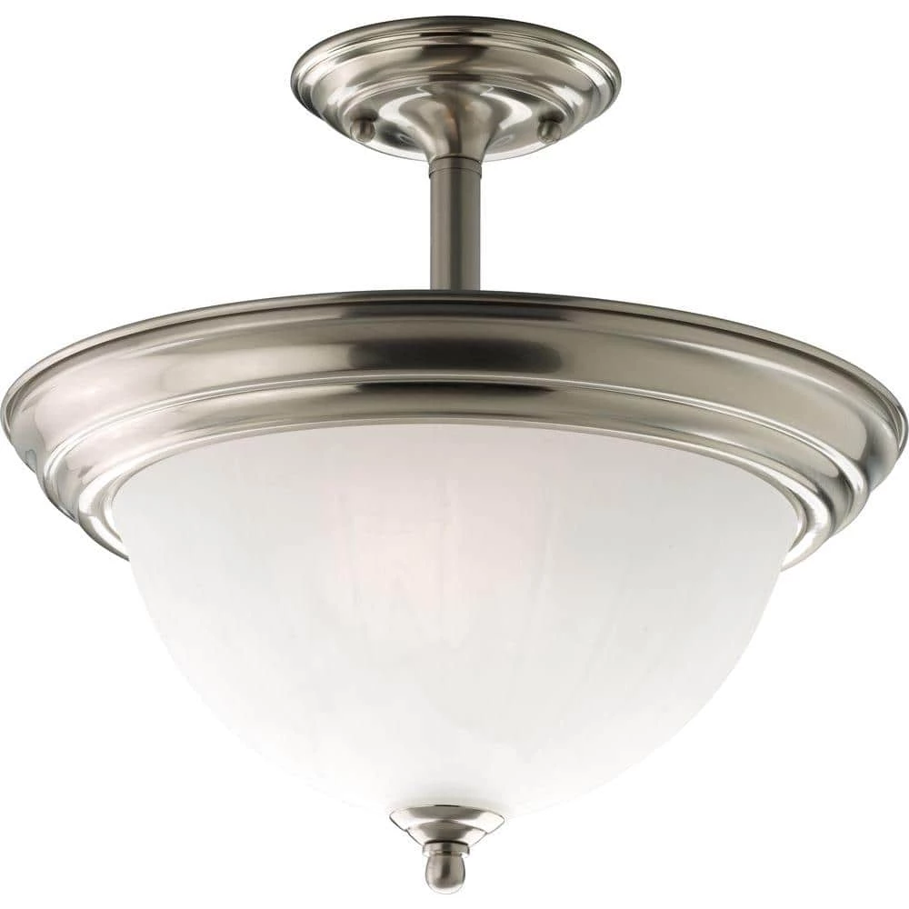 2-Light Brushed Nickel Semi-Flush Mount by Progress Lighting 3 2-Light Brushed Nickel Semi-Flush Mount by Progress Lighting