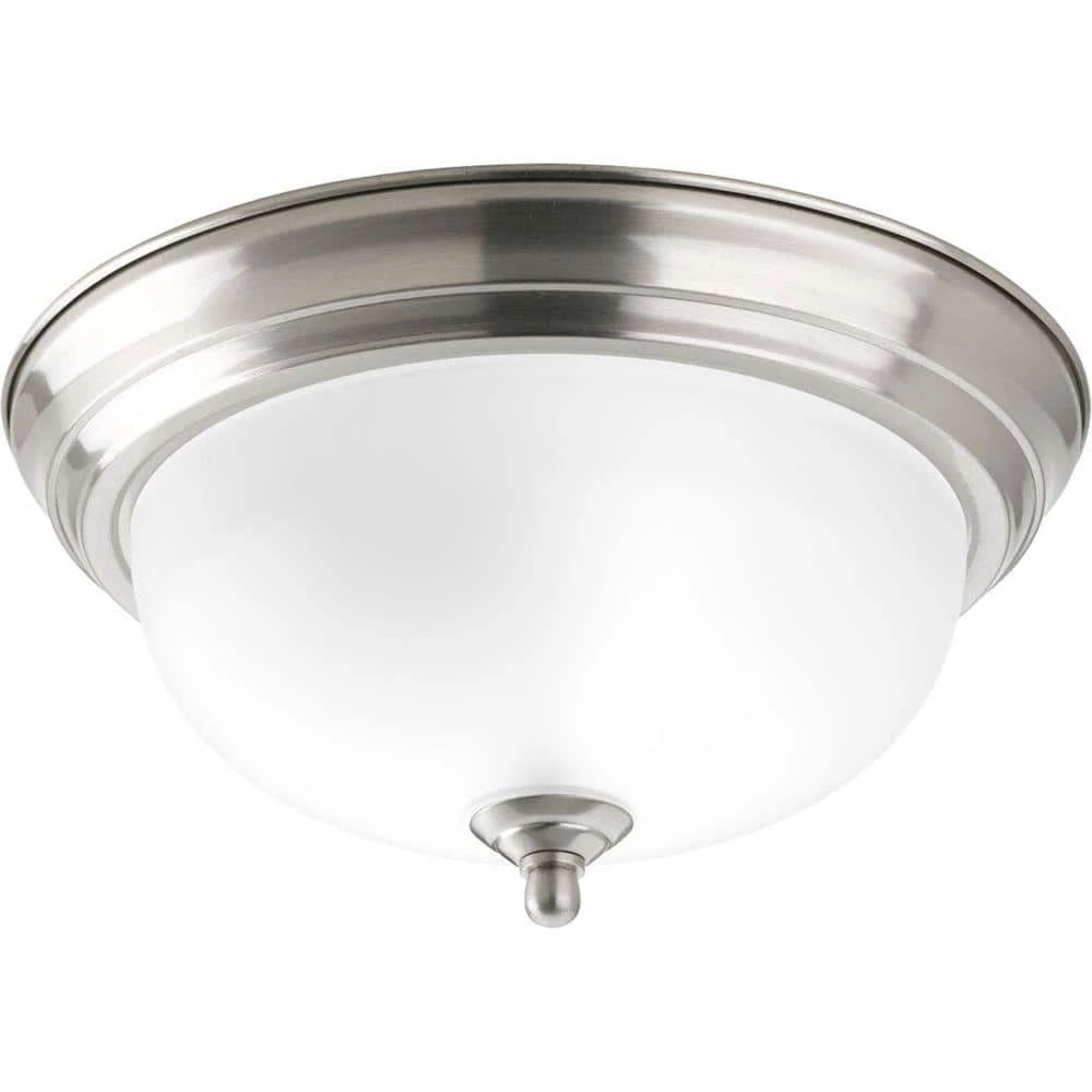 1-Light Brushed Nickel Flush Mount with Etched Glass by Progress Lighting 3 1-Light Brushed Nickel Flush Mount with Etched Glass by Progress Lighting
