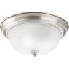 2-Light Brushed Nickel Flush Mount with Etched Glass by Progress Lighting 2 2-Light Brushed Nickel Flush Mount with Etched Glass by Progress Lighting -Progress Lighting Shop brushed nickel progress lighting flush mount lights p3925 09et 64 1000