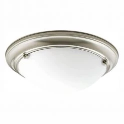 Eclipse 2-Light Brushed Nickel Flush Mount with Satin White Glass by Progress Lighting