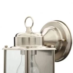 1-Light Brushed Nickel Clear Flat Glass Traditional Outdoor Wall Lantern Light by Progress Lighting -Progress Lighting Shop brushed nickel progress lighting outdoor sconces p5607 09 1d 1000