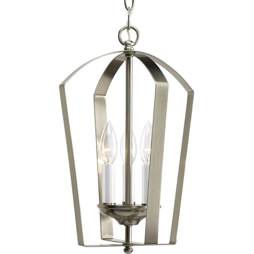 Gather Collection 3-Light Brushed Nickel Foyer Pendant by Progress Lighting 3 Gather Collection 3-Light Brushed Nickel Foyer Pendant by Progress Lighting