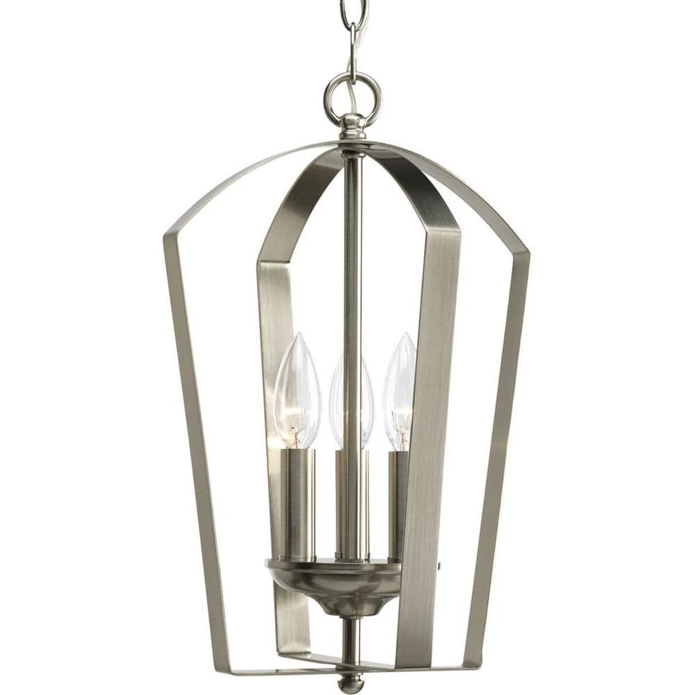 Gather Collection 3-Light Brushed Nickel Foyer Pendant by Progress Lighting 6 Gather Collection 3-Light Brushed Nickel Foyer Pendant by Progress Lighting - Image 4