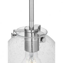 Berea 1-Light Brushed Nickel Mini-Pendant with Clear Seeded Glass Shade by Progress Lighting 12 Berea 1-Light Brushed Nickel Mini-Pendant with Clear Seeded Glass Shade by Progress Lighting -Progress Lighting Shop brushed nickel progress lighting pendant lights p500340 009 44 1000